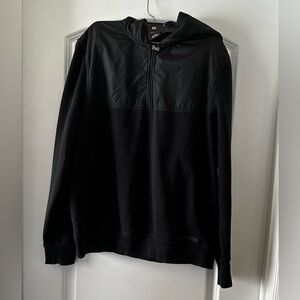 Michael Kors Men’s Black Mixed-Media Hoodie – Size L